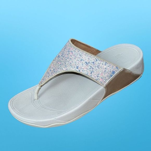 FitFlop Women's Lulu Glitter Splash Original Fit Toe-Post Sandals Size 8 - Picture 1 of 6